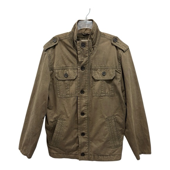 Old Navy Jacket‎ Mens XL Army Green Military Utility Work Chore Zip Button Up HD - Picture 1 of 12